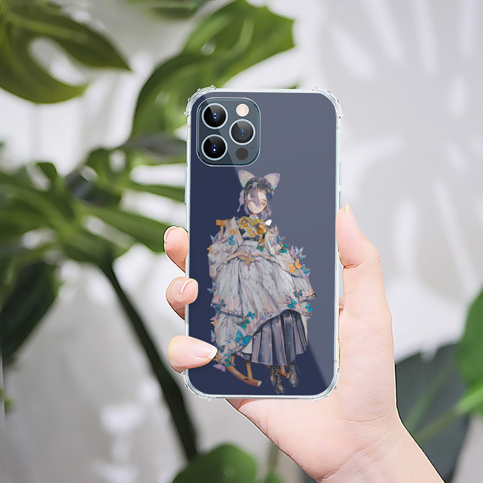 （画像用） 鬼滅の刃（きめつのやいば）蟲柱-胡蝶 しのぶ／こちょう しのぶ Kochou Shinobu 【iPhone 12シリーズ対応】透明スマホケース（クリアソフトケース）